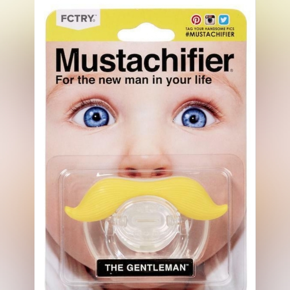 Mustachifier The Gentleman Blonde Mustache Pacifier Funny Baby Silicone Binkie